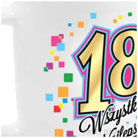 kubek z nadrukiem 18 urodziny bialy bgtech 330 ml
