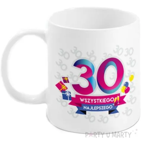 kubek z nadrukiem 30 te urodziny boss bialy bgtech 300 ml