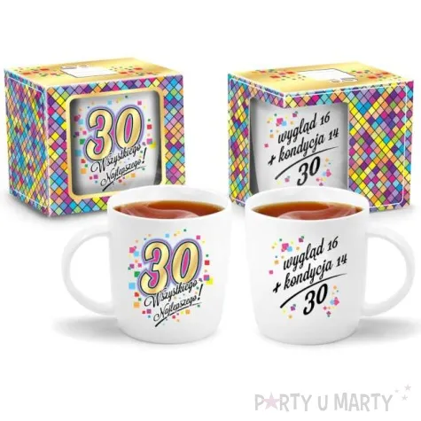 kubek z nadrukiem 30 urodziny bialy bgtech 330 ml