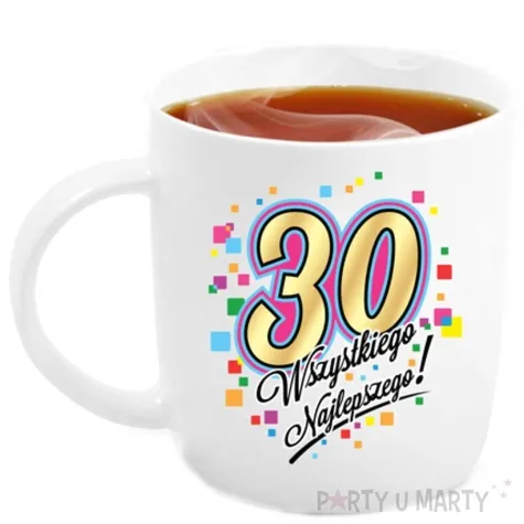 kubek z nadrukiem 30 urodziny bialy bgtech 330 ml
