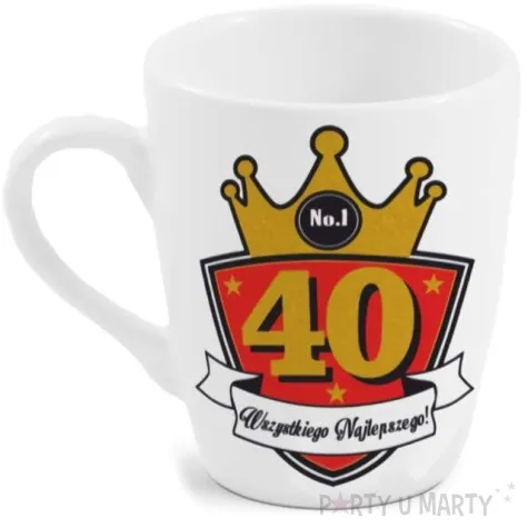 kubek z nadrukiem 40 te urodziny bialy bgtech 300 ml