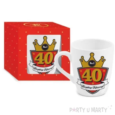 kubek z nadrukiem 40 te urodziny bialy bgtech 300 ml