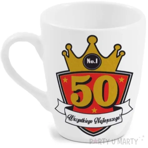 kubek z nadrukiem 50 te urodziny bialy bgtech 300 ml