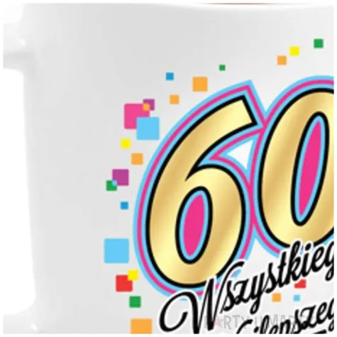 kubek z nadrukiem 60 urodziny bialy bgtech 330 ml