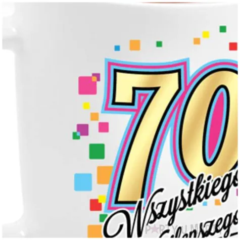kubek z nadrukiem 70 urodziny bialy bgtech 330 ml