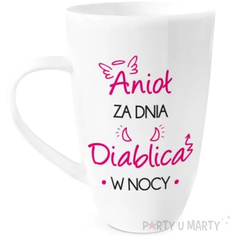 kubek z nadrukiem aniol za dnia bialy bgtech 400ml