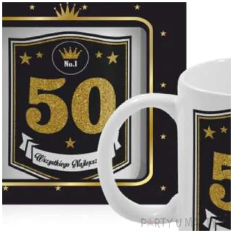 kubek z nadrukiem boss 50 urodziny bgtech 300 ml