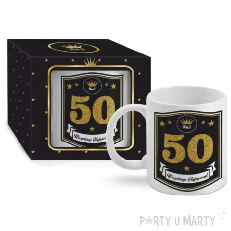 kubek z nadrukiem boss 50 urodziny bgtech 300 ml