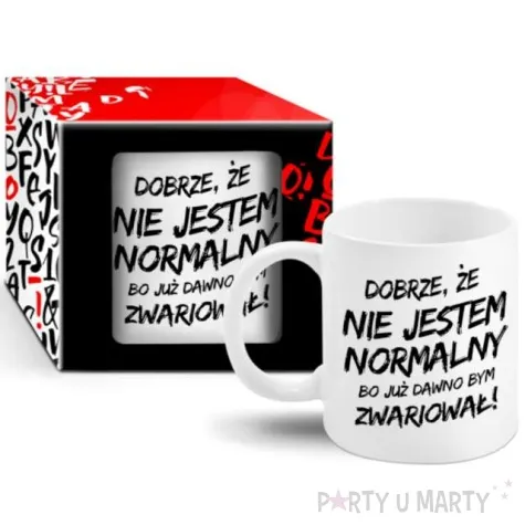 kubek z nadrukiem boss dobrze ze nie jestem normalny bgtech 300 ml