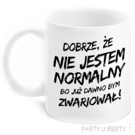 kubek z nadrukiem boss dobrze ze nie jestem normalny bgtech 300 ml