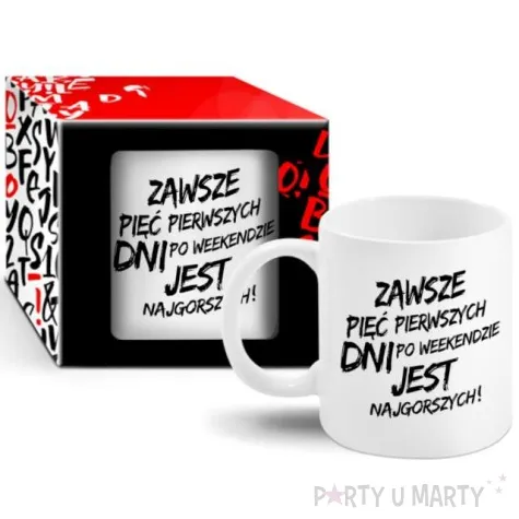 kubek z nadrukiem boss piec pierwszych dni po weekendzie bgtech 300 ml