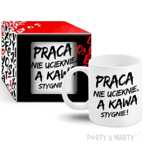 kubek z nadrukiem boss praca nie ucieknie bgtech 300 ml