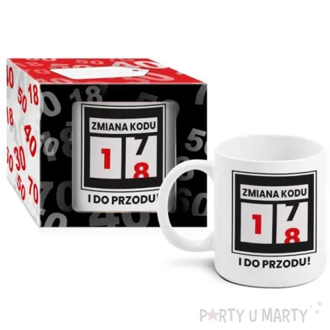 kubek z nadrukiem boss zmiana kodu 18 bialy bgtech 300 ml