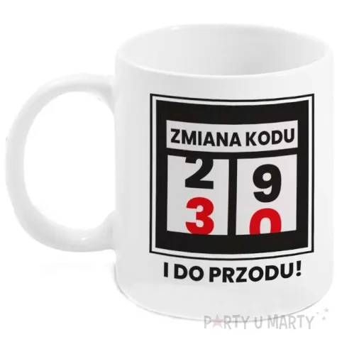 kubek z nadrukiem boss zmiana kodu 30 bialy bgtech 300 ml