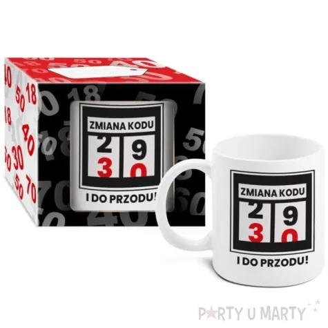 kubek z nadrukiem boss zmiana kodu 30 bialy bgtech 300 ml