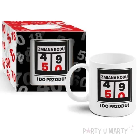 kubek z nadrukiem boss zmiana kodu 50 bialy bgtech 300 ml