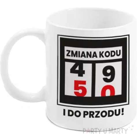 kubek z nadrukiem boss zmiana kodu 50 bialy bgtech 300 ml