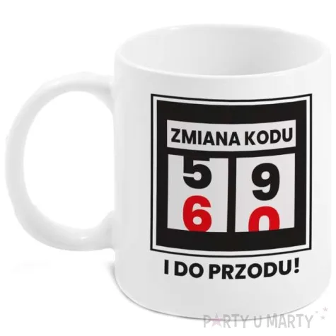 kubek z nadrukiem boss zmiana kodu 60 bialy bgtech 300 ml