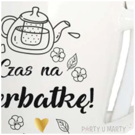 kubek z nadrukiem czas na herbate bialy z nadrukiem zestaw lyzeczka bgtech 340 ml