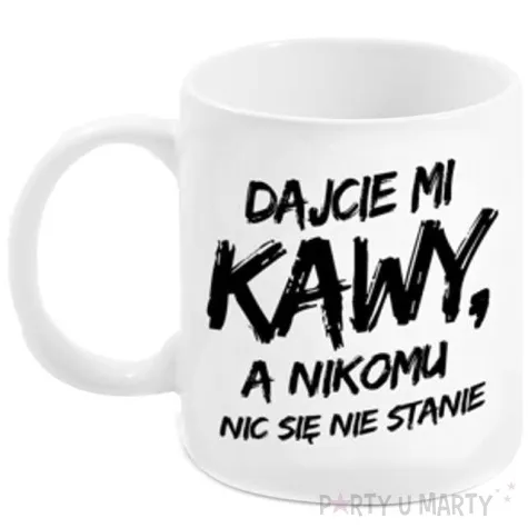 kubek z nadrukiem dajcie mi kawy boss bialy bgtech 300 ml