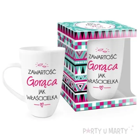 kubek z nadrukiem goraca jak wlascicielka bialy bgtech 400ml