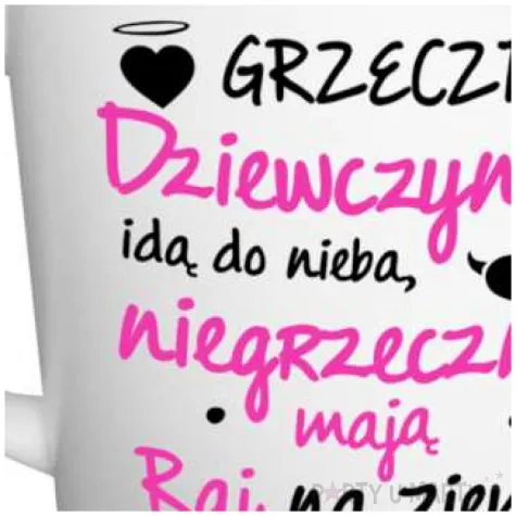 kubek z nadrukiem grzeczne dziewczynki bialy bgtech 480ml