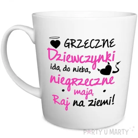 kubek z nadrukiem grzeczne dziewczynki bialy bgtech 480ml