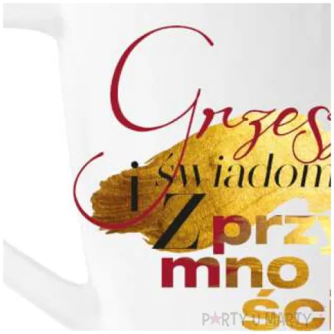kubek z nadrukiem grzesze swiadomie bialy bgtech 400 ml