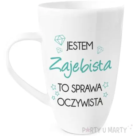 kubek z nadrukiem jestem zajebista bialy bgtech 400ml
