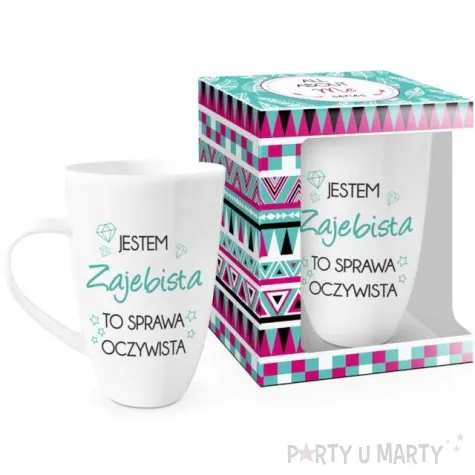 kubek z nadrukiem jestem zajebista bialy bgtech 400ml