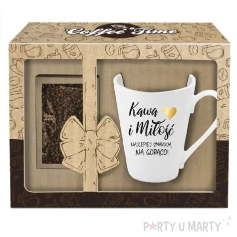 kubek z nadrukiem kawa i milosc bialy z nadrukiem bgtech 300 ml