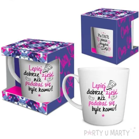 kubek z nadrukiem lepiej dobrze zjesc niz podobac byle komu bialy bgtech 480ml