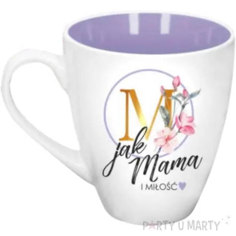 kubek z nadrukiem m jak mama i milosc bialy bgtech 470 ml