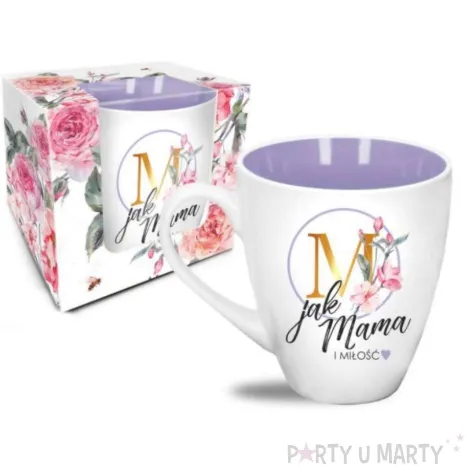 kubek z nadrukiem m jak mama i milosc bialy bgtech 470 ml