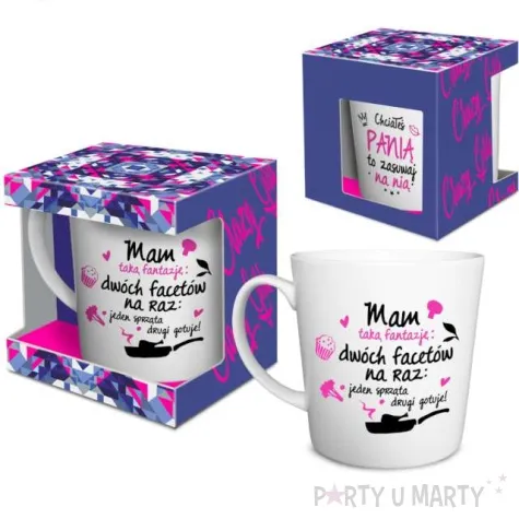 kubek z nadrukiem mam taka fantazje bialy bgtech 480ml