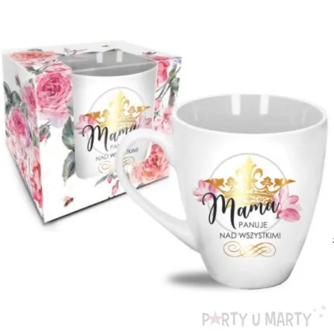 kubek z nadrukiem mama panuje nad wszystkim korona bialy bgtech 470 ml