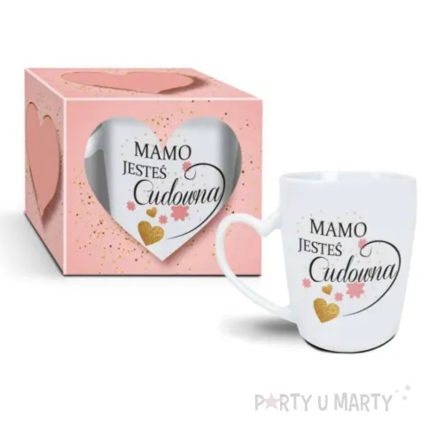 kubek z nadrukiem mamo jestes cudowna bialy bgtech 350 ml