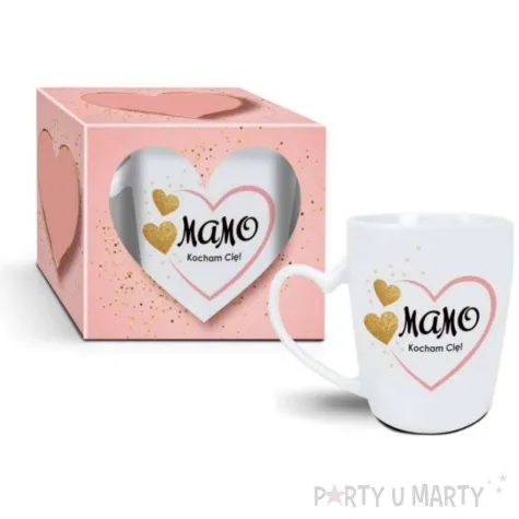 kubek z nadrukiem mamo kocham cie bialy bgtech 350 ml