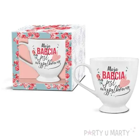 kubek z nadrukiem moja babcia jest wyjatkowa z nozka bgtech 300 ml