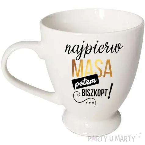 kubek z nadrukiem najpierw masa potem biszkopt bialy bgtech 300 ml