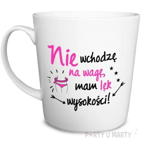 kubek z nadrukiem nie wchodze na wage mam lek wysokosci bialy bgtech 480ml