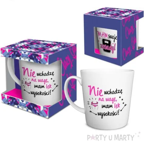 kubek z nadrukiem nie wchodze na wage mam lek wysokosci bialy bgtech 480ml