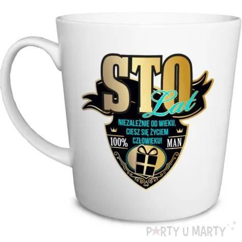 kubek z nadrukiem niezaleznie od wieku ciesz sie zyciem czlowieku 100 lat mix bgtech 480 ml