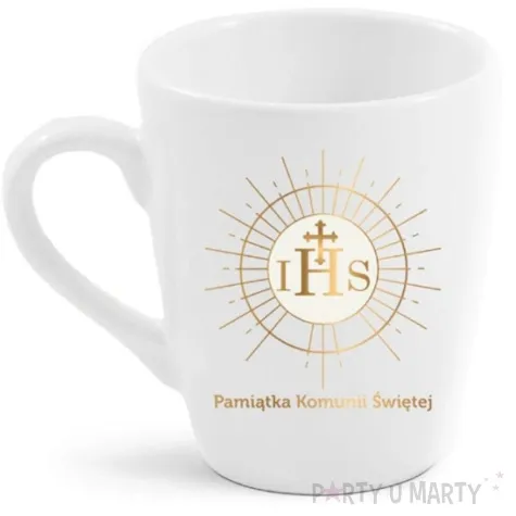 kubek z nadrukiem pamiatka komunii swietej ihs bgtech 300 ml