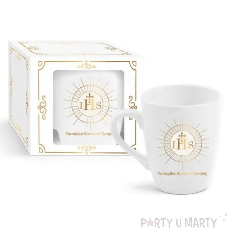 kubek z nadrukiem pamiatka komunii swietej ihs bgtech 300 ml