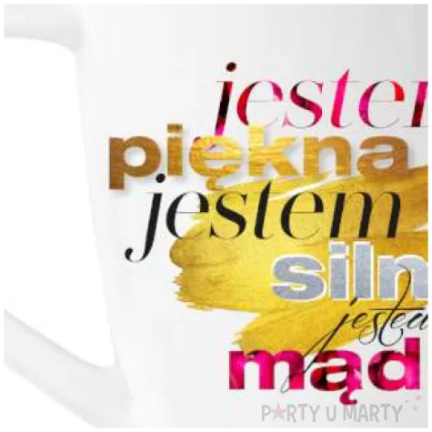 kubek z nadrukiem piekna silna madra bialy bgtech 400 ml