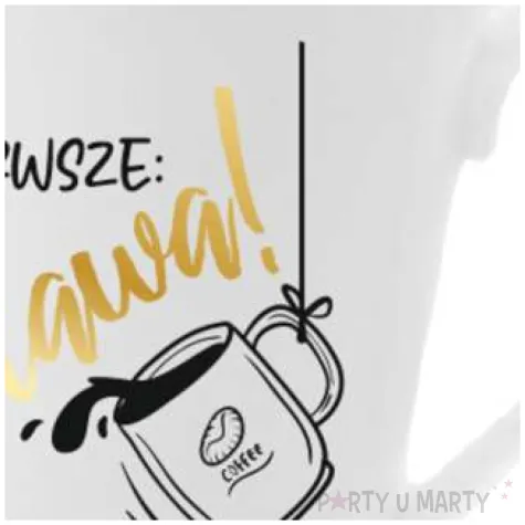 kubek z nadrukiem po pierwsze kawa bialy z nadrukiem bgtech 300 ml