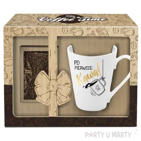 kubek z nadrukiem po pierwsze kawa bialy z nadrukiem bgtech 300 ml