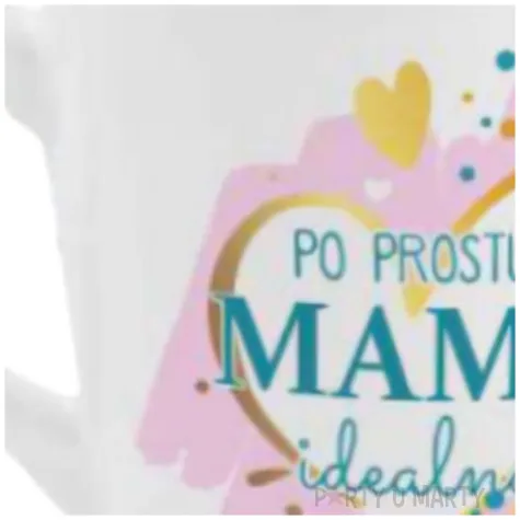 kubek z nadrukiem po prostu mama idealna bialy bgtech 300 ml