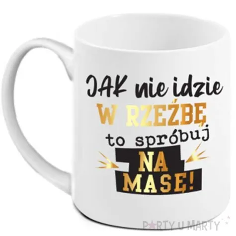 kubek z nadrukiem sprobuj na mase boss bialy bgtech 300 ml